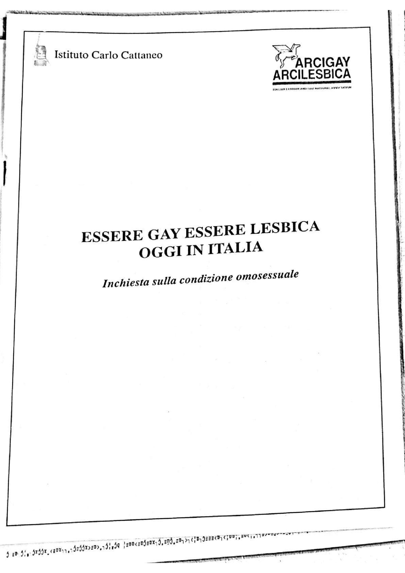 ESSERE GAY ESSERE LESBICA OGGI IN ITALIA - inchiesta sulla condizione omossessuale