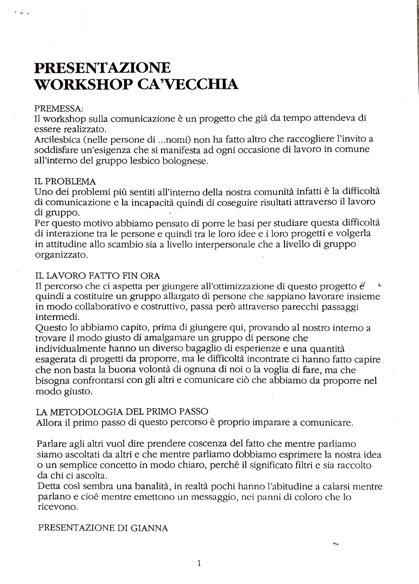 Workshop comunicazione - Presentazione