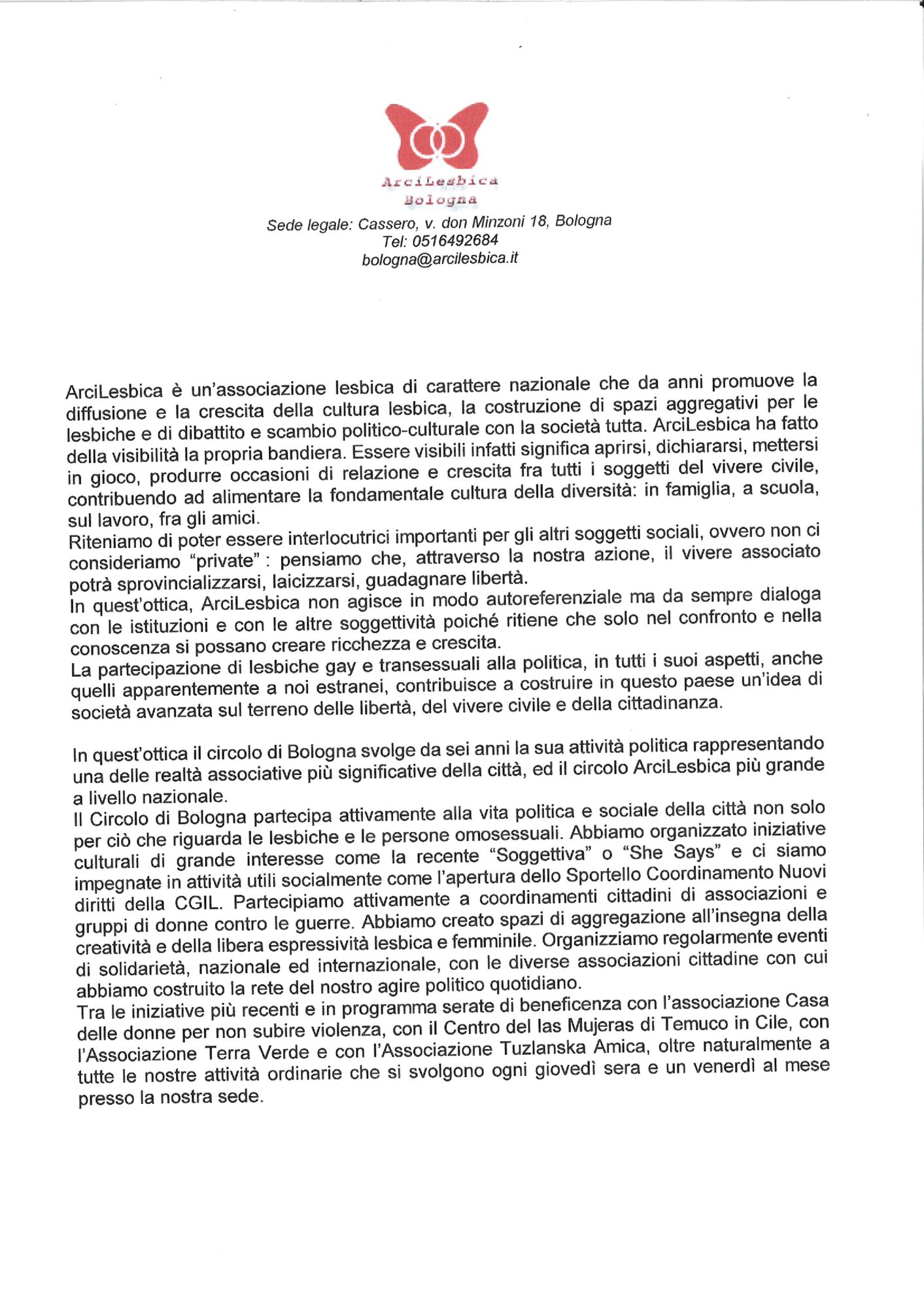 Documento Arcilesbica Bologna