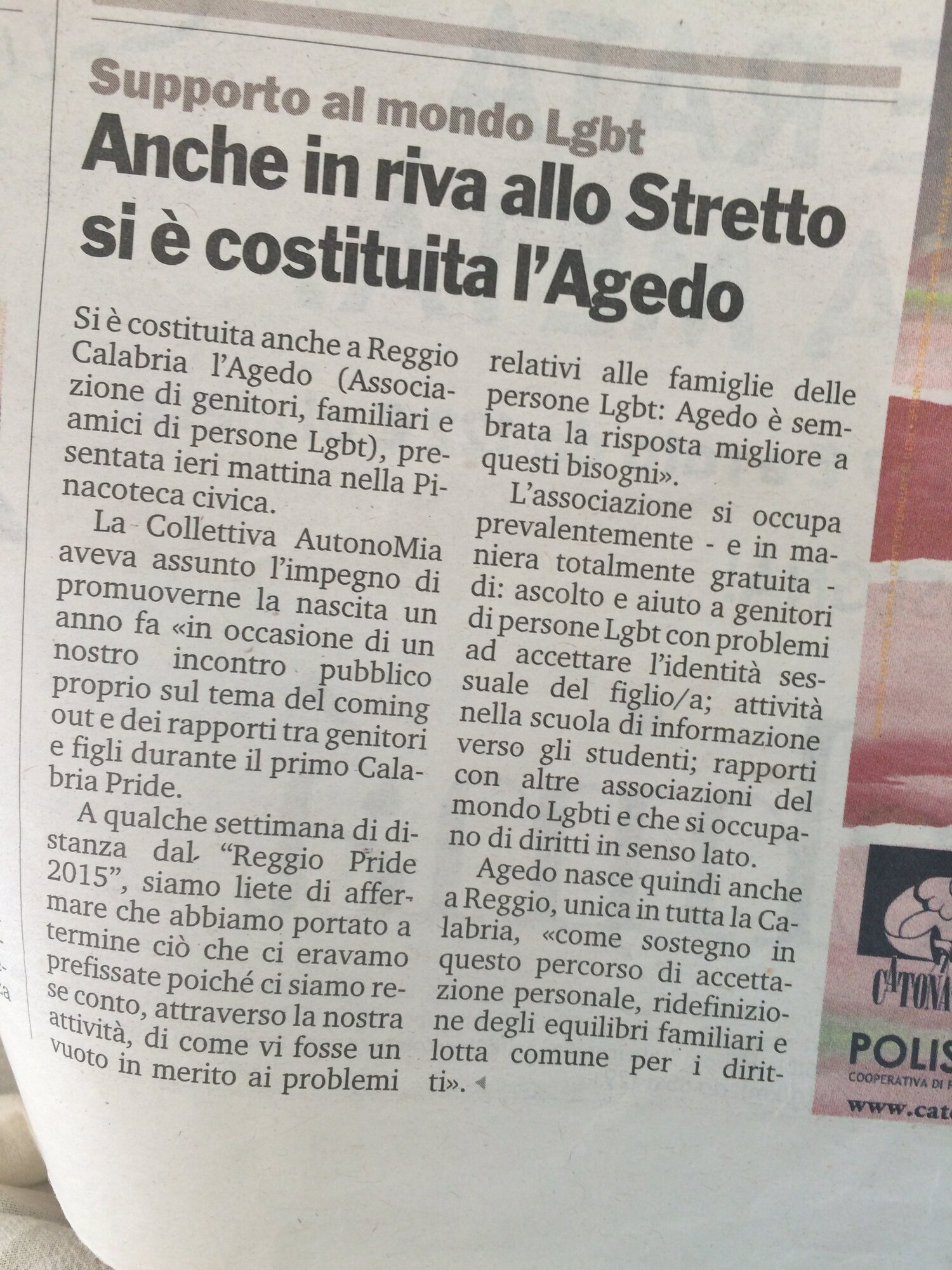 2015 NASCITA AGEDO GAZZETTA DEL SUD.JPG