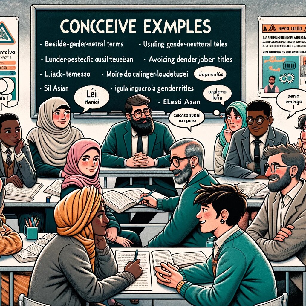 DALL·E 2023-11-27 17.27.58 - An illustrative image depicting concrete examples of inclusive language in Italian. The image features a classroom setting with a diverse group of peo.png