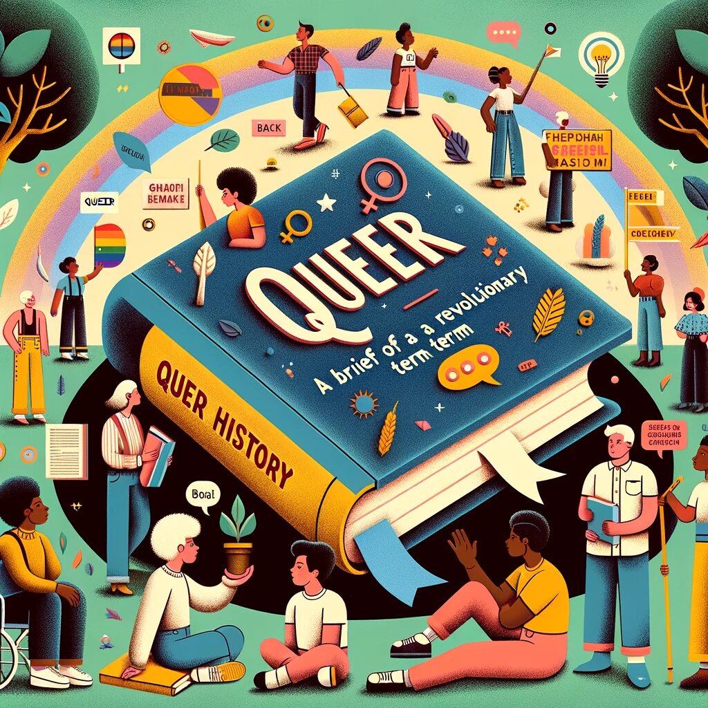 DALL·E 2023-11-27 17.47.29 - An illustrative image depicting the theme 'Queer_ A Brief History of a Revolutionary Term'. The artwork focuses on the evolution of the term 'queer' t.png